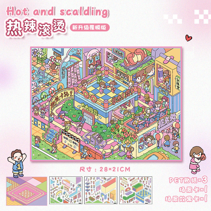 Cute 3D Miniature Scene Stickers 38.0 Large Size Stackable Stress Relief Stickers for Journaling