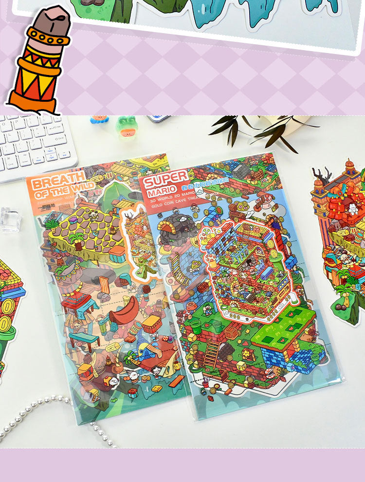 Large Edition 9.0 Game Series Scenery Stickers Mini Stress Relief DIY 3D Stickers