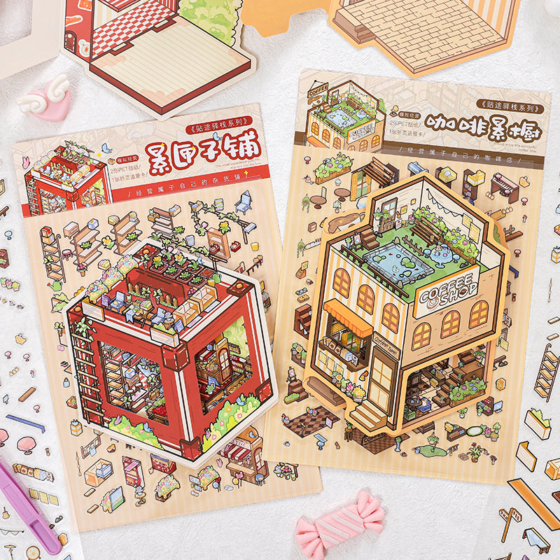 Sticker Post Miniature Landscape Stickers 3D DIY Stacking Cottage Journal Quiet Book