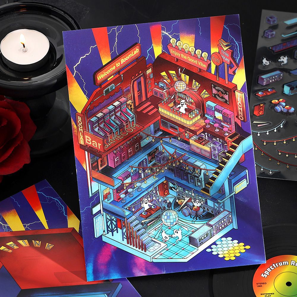 Today's Business 3D DIY Miniature Scences Sticker 16 Lovely Miniature Stickers