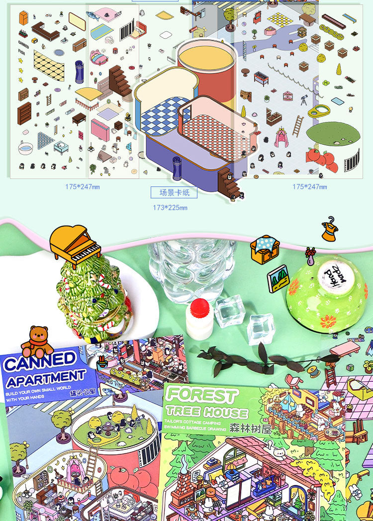 Extra Large Version 1.0 Miniature Scene Stickers 3D Landscaping Stress Relief DIY Miniature House Stickers