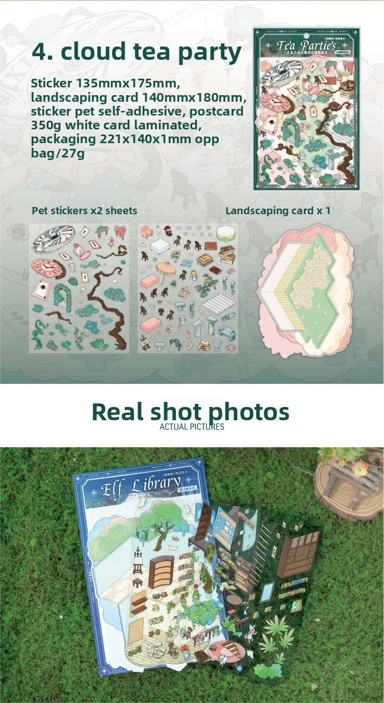 Vintage Fairy Tale Scene Stickers 3D l Cottage DIY Journal Puzzle Stickers