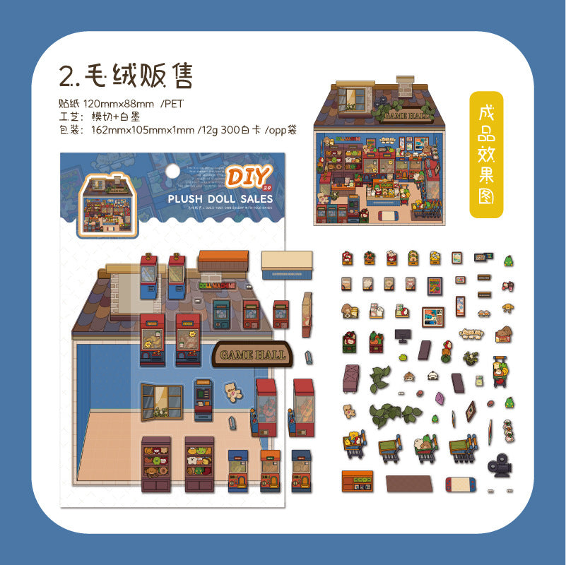 Paradise Era Series Scenery Stickers Cute Cartoon 3D Miniature Scene Journal Decoration
