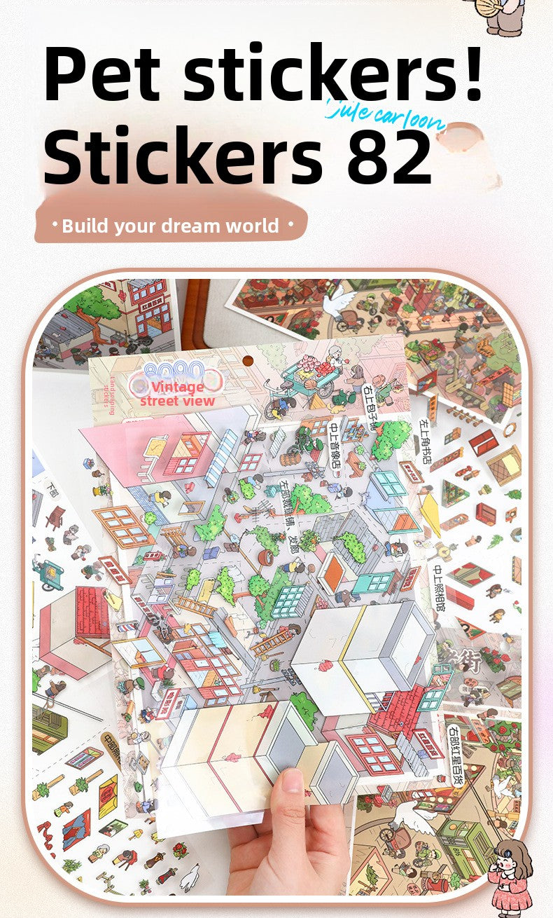 Scenery Stickers Retro Street Scene Series 113.0 Scene Stickers 3D Miniature Scene Journal Stickers