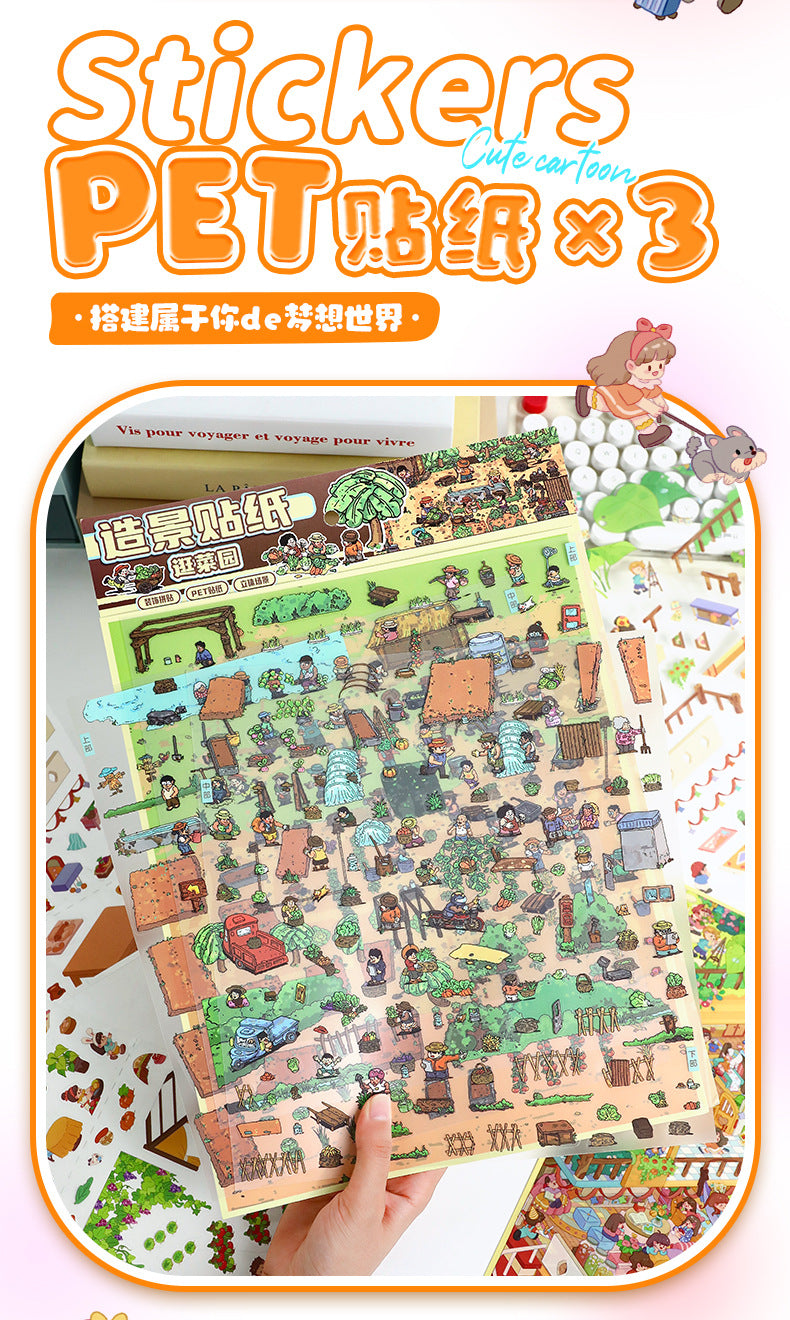 Large Size Scenery Stickers for Garden Tour 82.0 Scene Stickers 3D Miniature Scene Stickers Journal Stickers