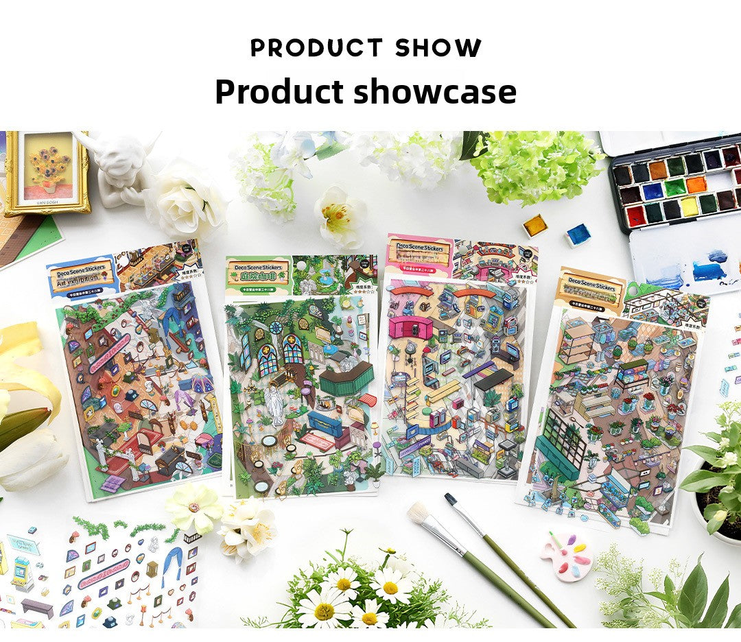 Today's Business 3D DIY Miniature Scences Sticker 28 Lovely Miniature Stickers