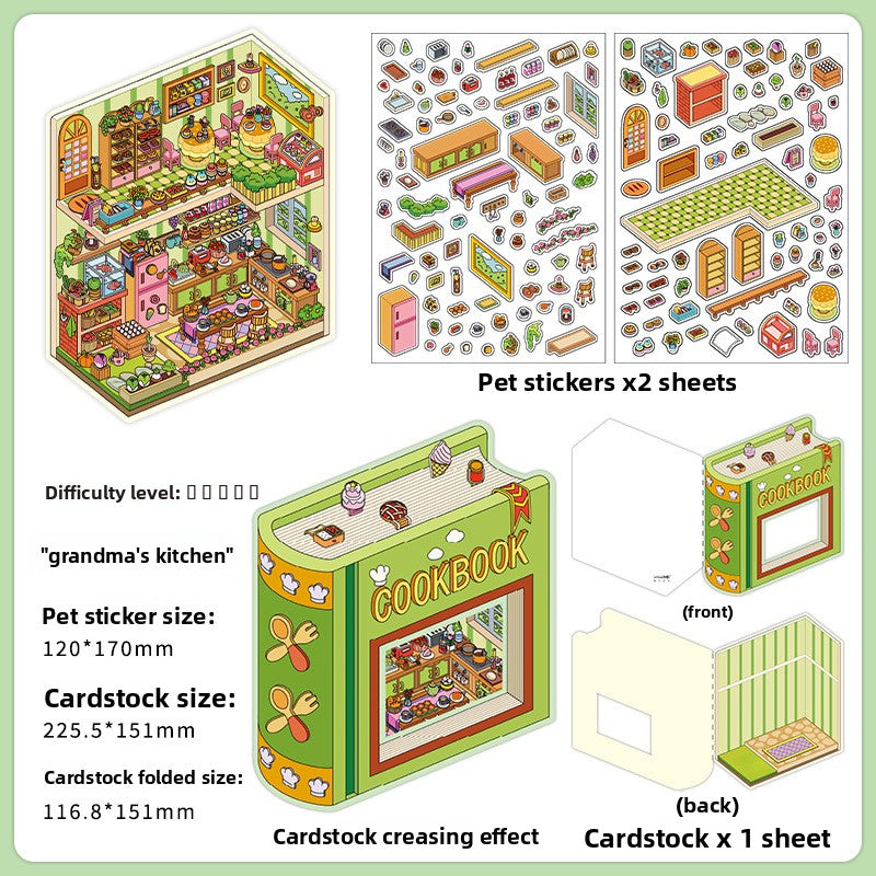 Today's Business 3D DIY Miniature Scences Sticker 19 Lovely Miniature Stickers