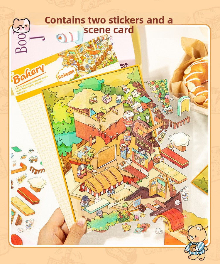 Happy Town Miniature Landscape Stickers 3D Stacking House Journal Fun Stickers
