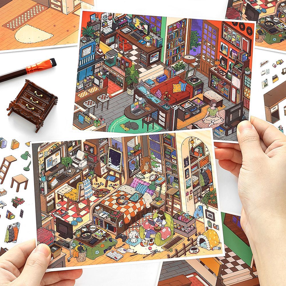 My Little House3D DIY Miniature Scences Sticker 15 Lovely Miniature Stickers
