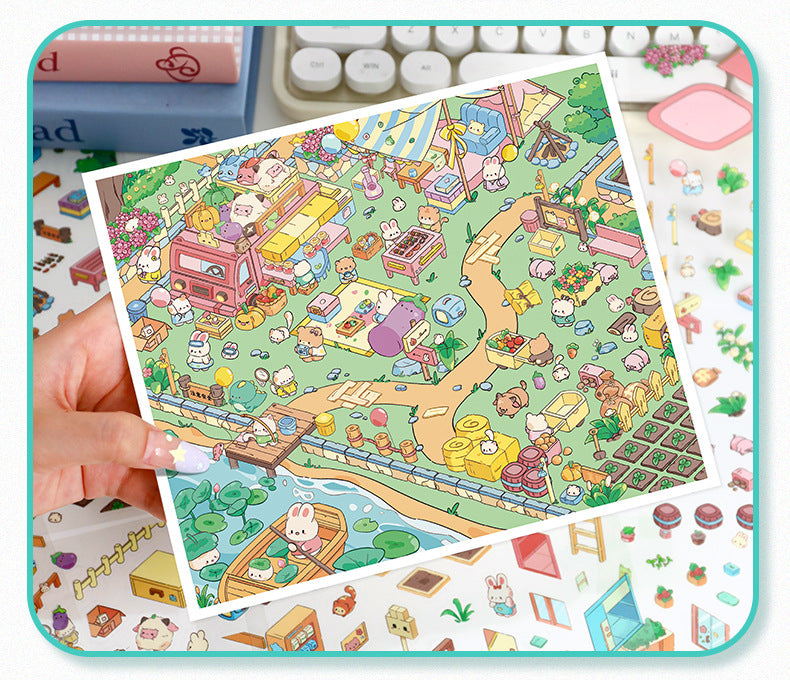 Landscape Stickers Town Scene 74.0 Stickers 3D Stickers Cute DIY Stress Relief Journal Stickers