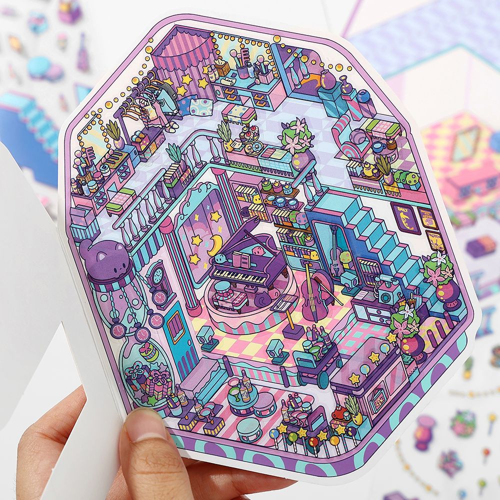 Small Corner Series 3 Scenery Stickers Cartoon Stress Relief Miniature Scene Collage