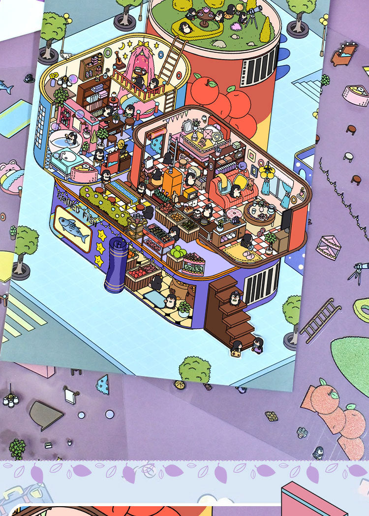 Extra Large Version 1.0 Miniature Scene Stickers 3D Landscaping Stress Relief DIY Miniature House Stickers