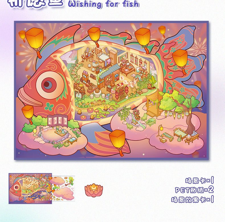 Cute Style 76.0 Large Scene Stickers 3D House Stickers DIY Stress Relief Journal