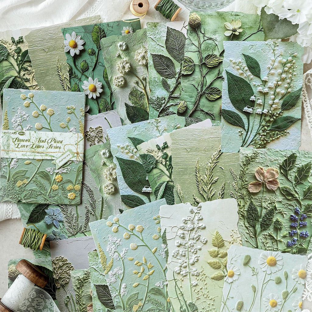 Vintage Embossed Plant Material Paper Floral Journal DIY Background Paper