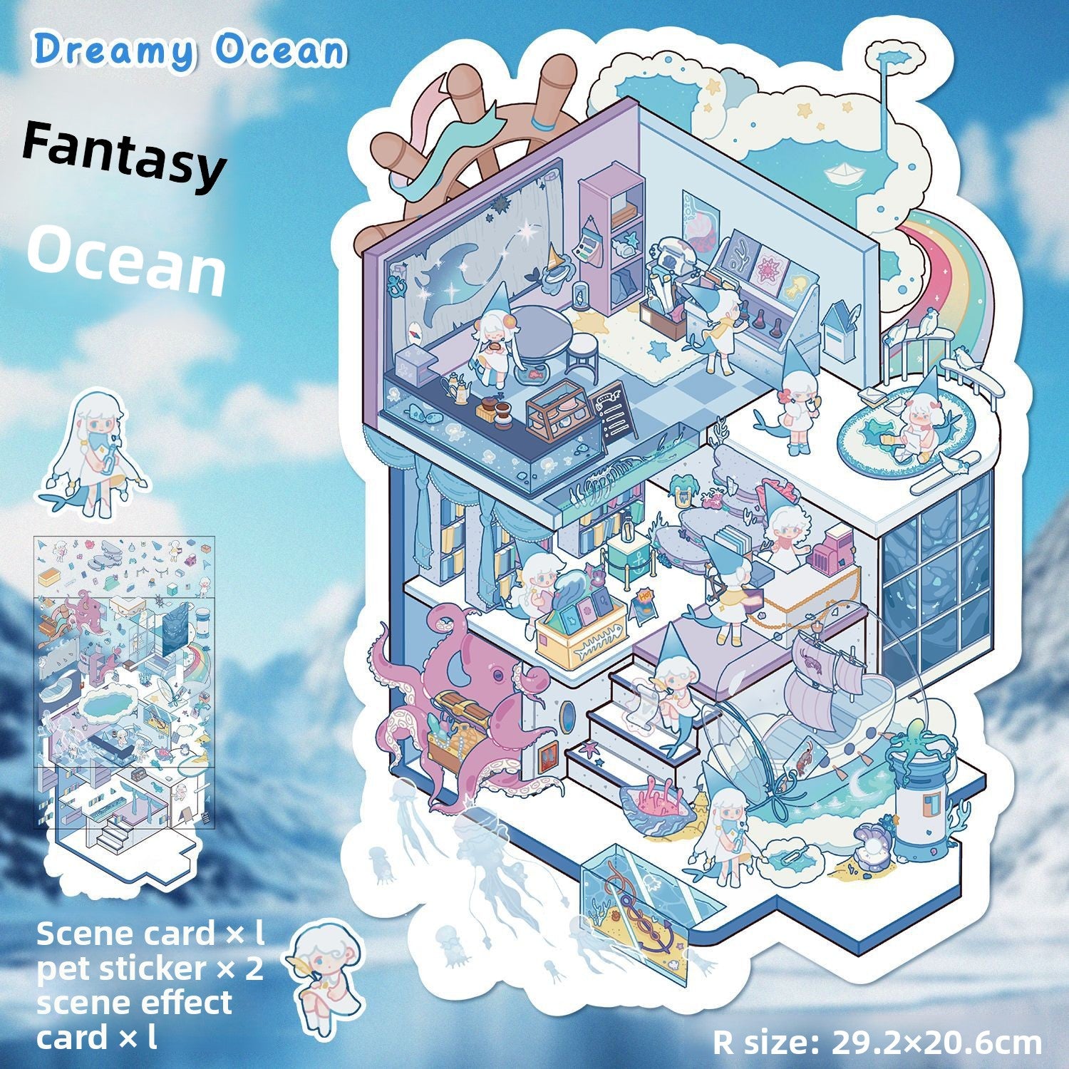 Large Scene Stickers 3D Micro Horrorr 72.0  Scene Stickers DIY Stress Relief Journal Stickers