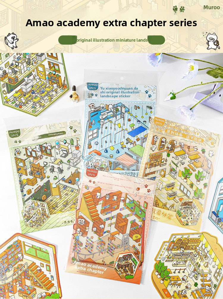 Amao Academy Extra Chapter 3D Miniature Scene Stickers DIY Scene Fun Stickers