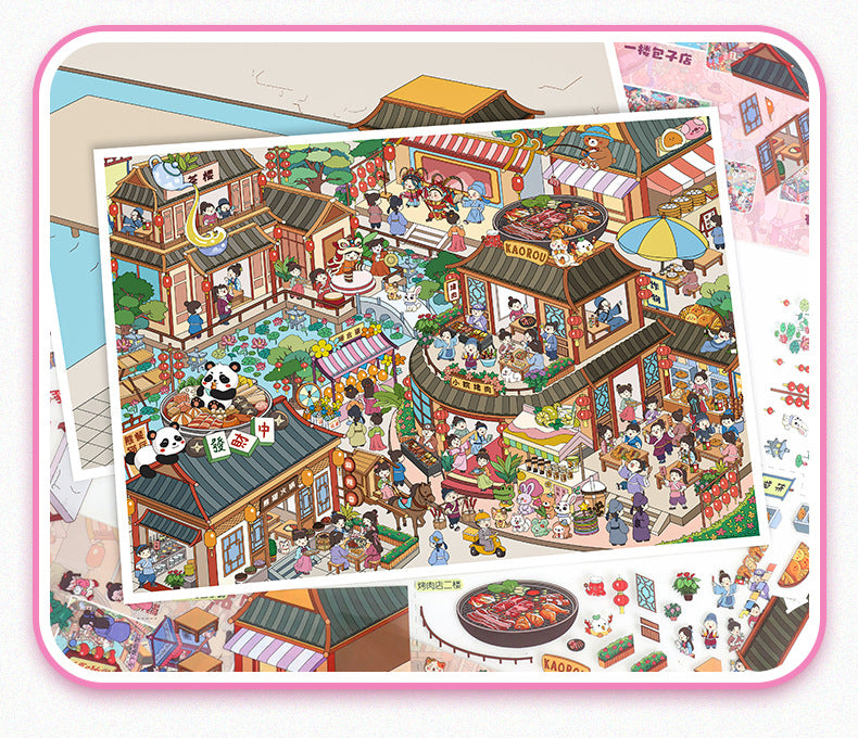 Scenery Stickers Enlarged Ancient Style 114.0 Scene Stickers 3D Miniature Scene Stress Relief Journal Stickers