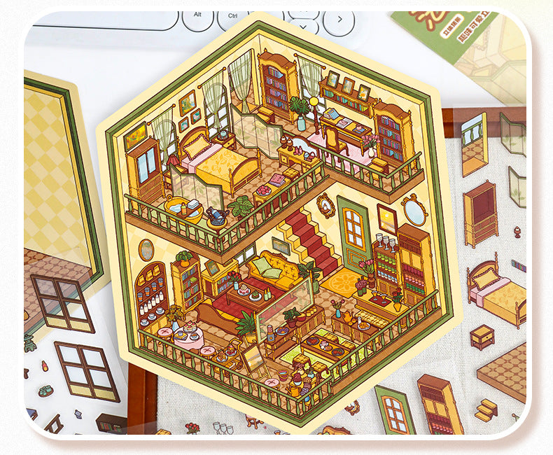 Landscape Stickers Cottage Series 61.0 Scene Stickers 3D Three-Dimensional Stacking Collage Stress Relief DIY Journal Stickers