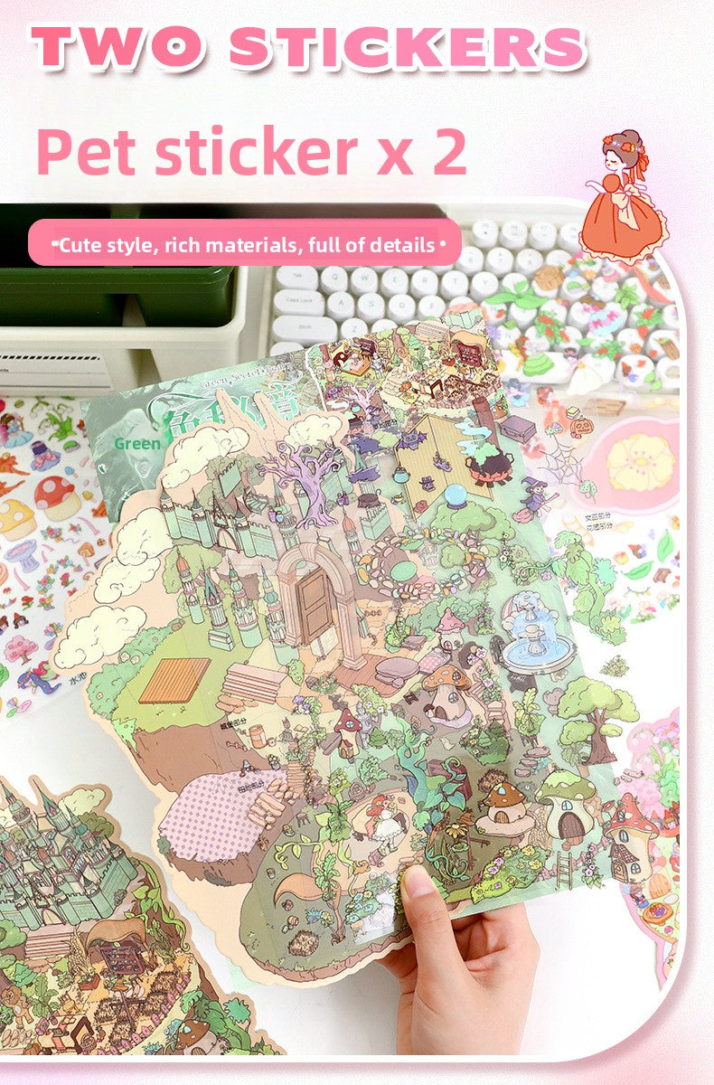 Large 97.0 Scrapbook Stickers Handmade Stress Relief Stickers Miniature Scene Collage 3D Scene Stickers