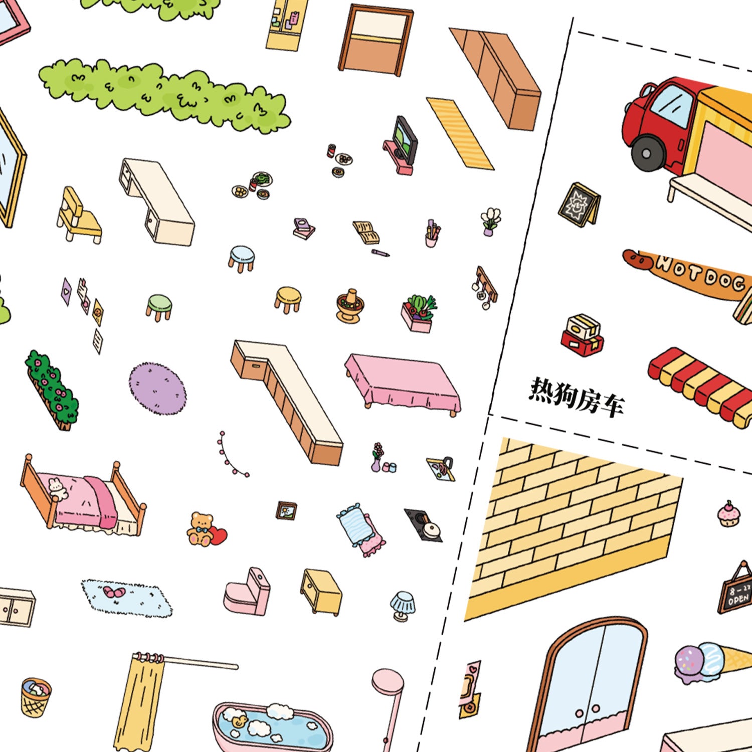 Extra Large Version 15.0 Summer Park Series Cute Miniature Landscape Stickers Handmade DIY 3D Stickers