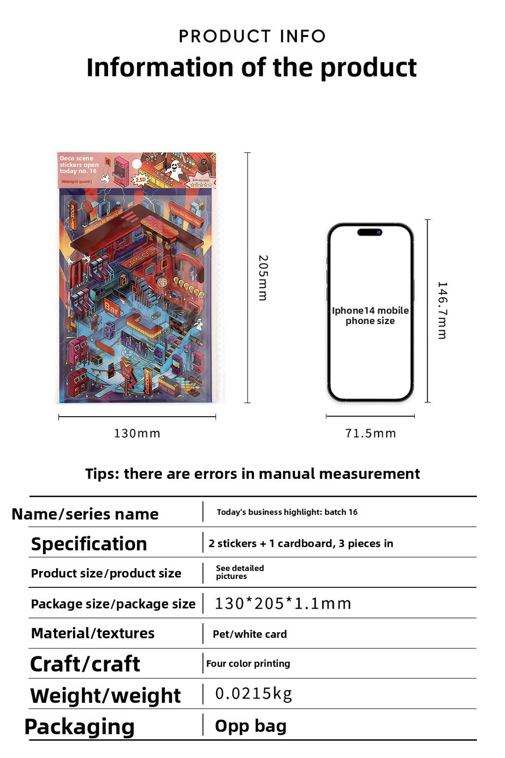 Today's Business 3D DIY Miniature Scences Sticker 16 Lovely Miniature Stickers