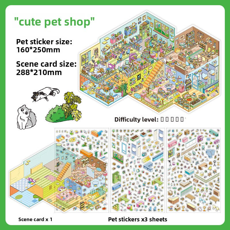 Today's Business Extra Large 3D DIY Miniature Scences Sticker 32 Lovely Miniature Stickers