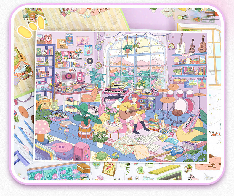 Large Touch Film Healing 115.0 Stickers Miniature Scene Stress Relief Journal Stickers