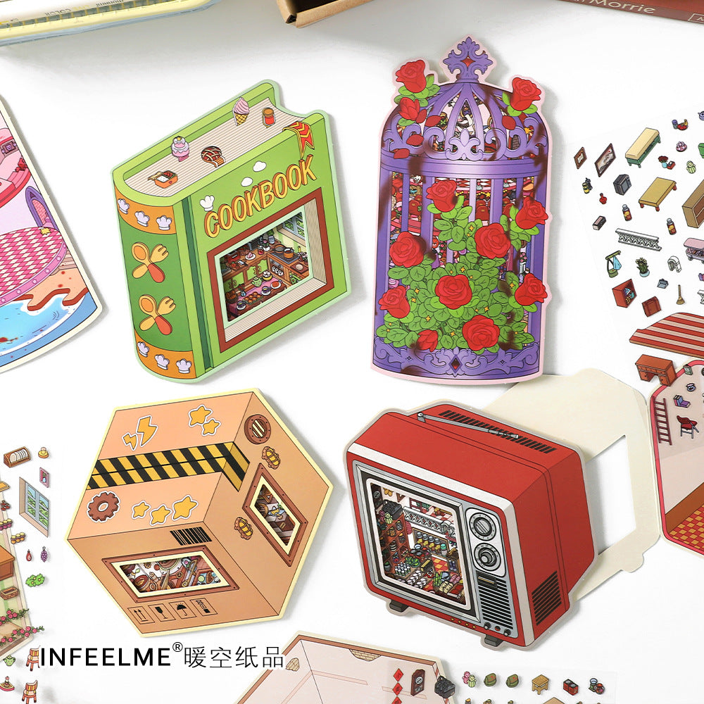 Today's Business 3D DIY Miniature Scences Sticker 19 Lovely Miniature Stickers