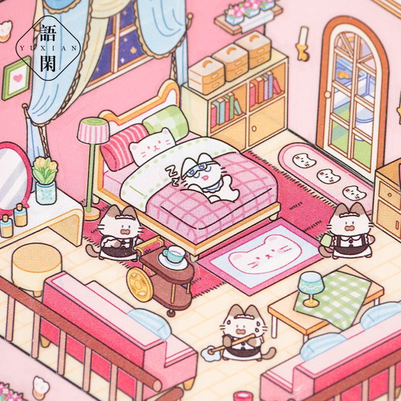 Fantasy World Series Three-Dimensional Miniature Scenery Stickers Small House Journal Fun Collage