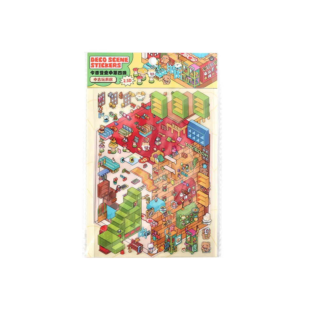 Today's Business 3D DIY Miniature Scences Sticker 4 Lovely Miniature Stickers