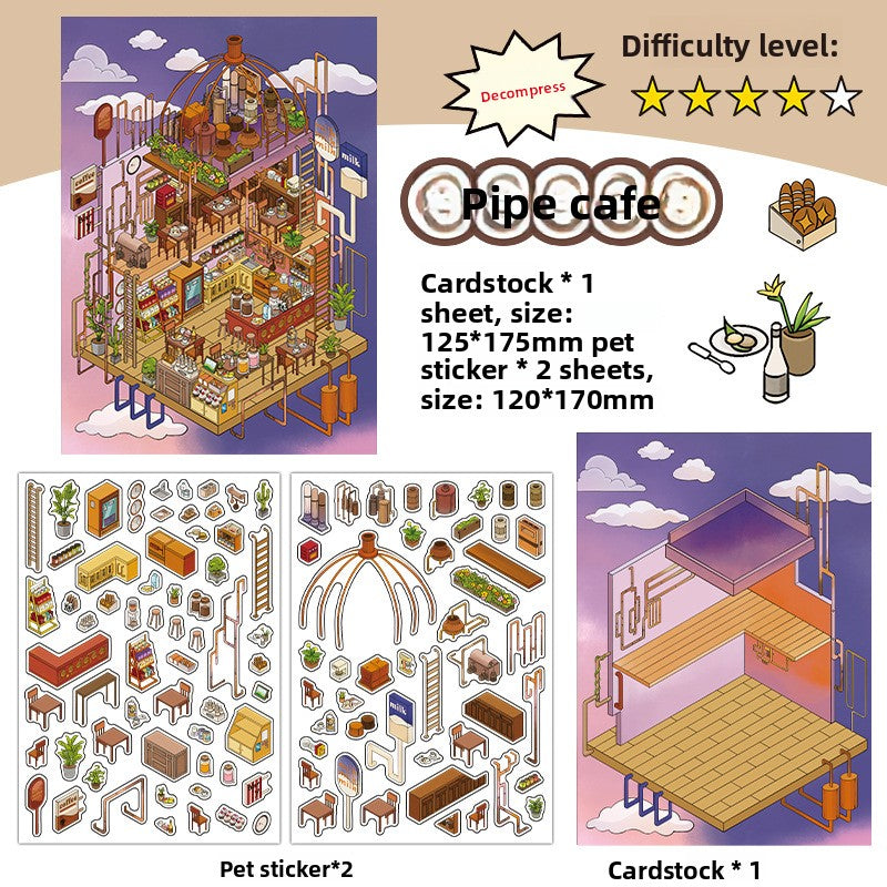 Today's Business 3D DIY Miniature Scences Sticker 16 Lovely Miniature Stickers