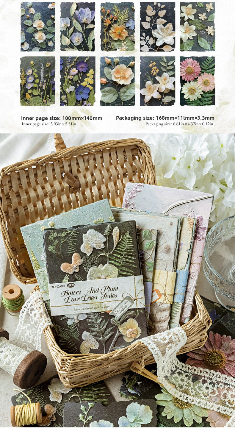 Vintage Embossed Plant Material Paper Floral Journal DIY Background Paper