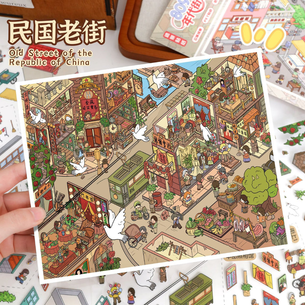 Scenery Stickers Retro Street Scene Series 113.0 Scene Stickers 3D Miniature Scene Journal Stickers