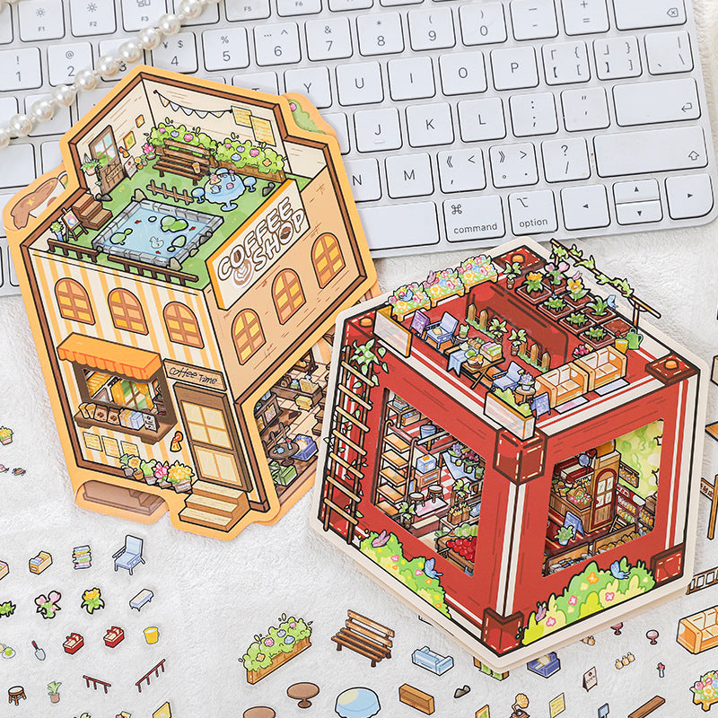 Sticker Post Miniature Landscape Stickers 3D DIY Stacking Cottage Journal Quiet Book