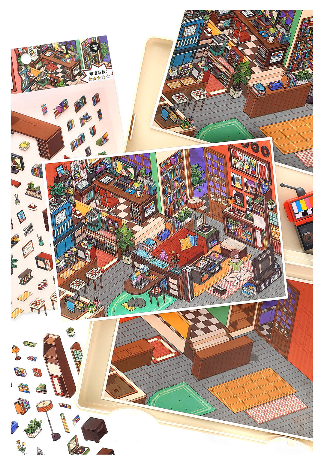 My Little House3D DIY Miniature Scences Sticker 15 Lovely Miniature Stickers