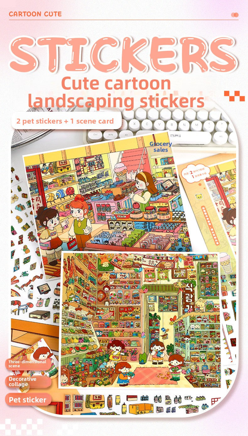 Code Scene Decoration Stickers 99.0 Special Oil Glossy Film Stickers Miniature Scene Collage Journal Stickers