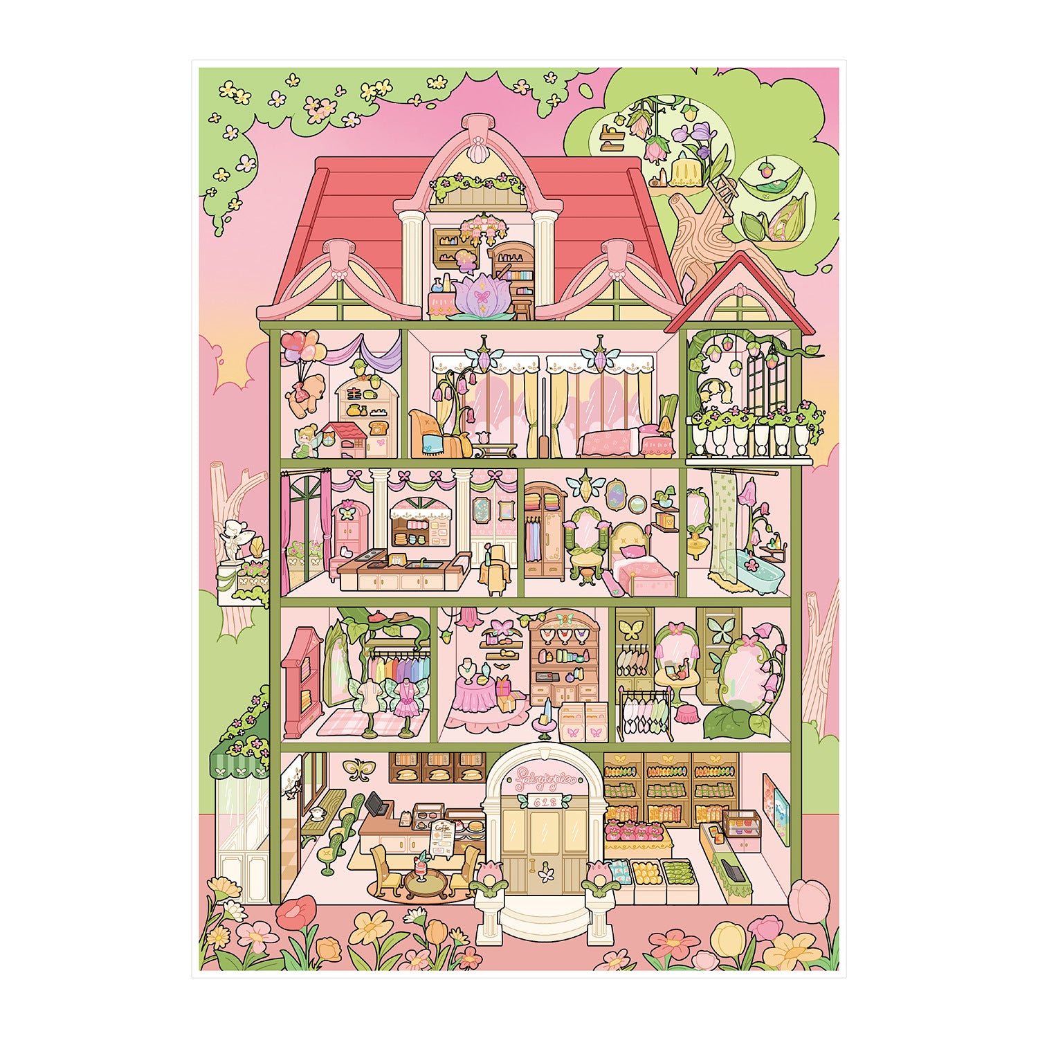 Scenery Stickers Grid Room Special Oil Scene 107.0 Stickers 3D Three-Dimensional Miniature Scene Journal Stickers