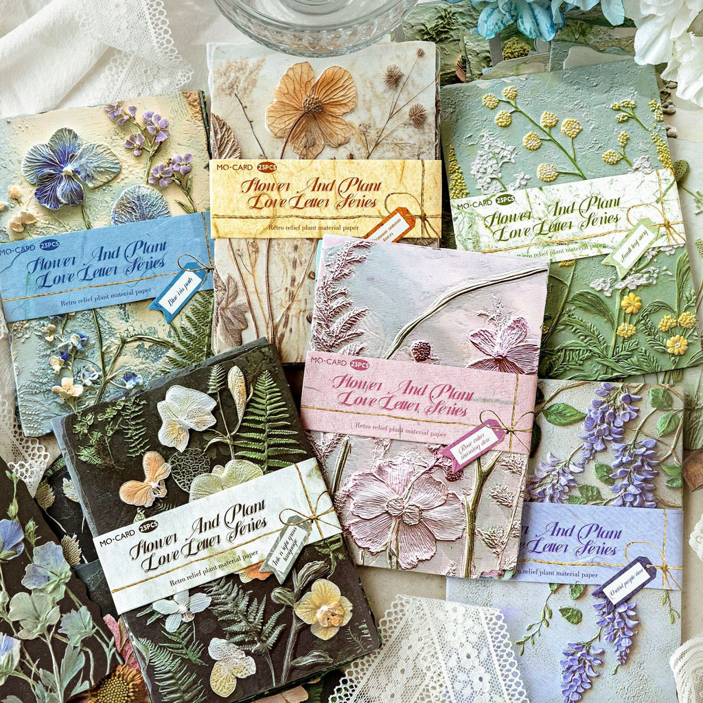 Vintage Embossed Plant Material Paper Floral Journal DIY Background Paper