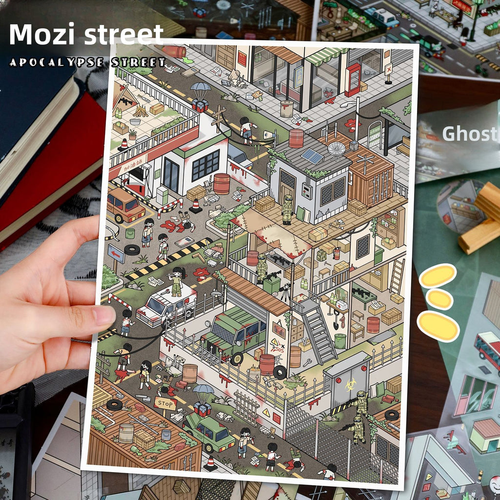 Micro Fear Series Stickers 103.0 Landscape Stickers Special Oil Street View Scene Stickers Miniature Scene Hand Account Stickers