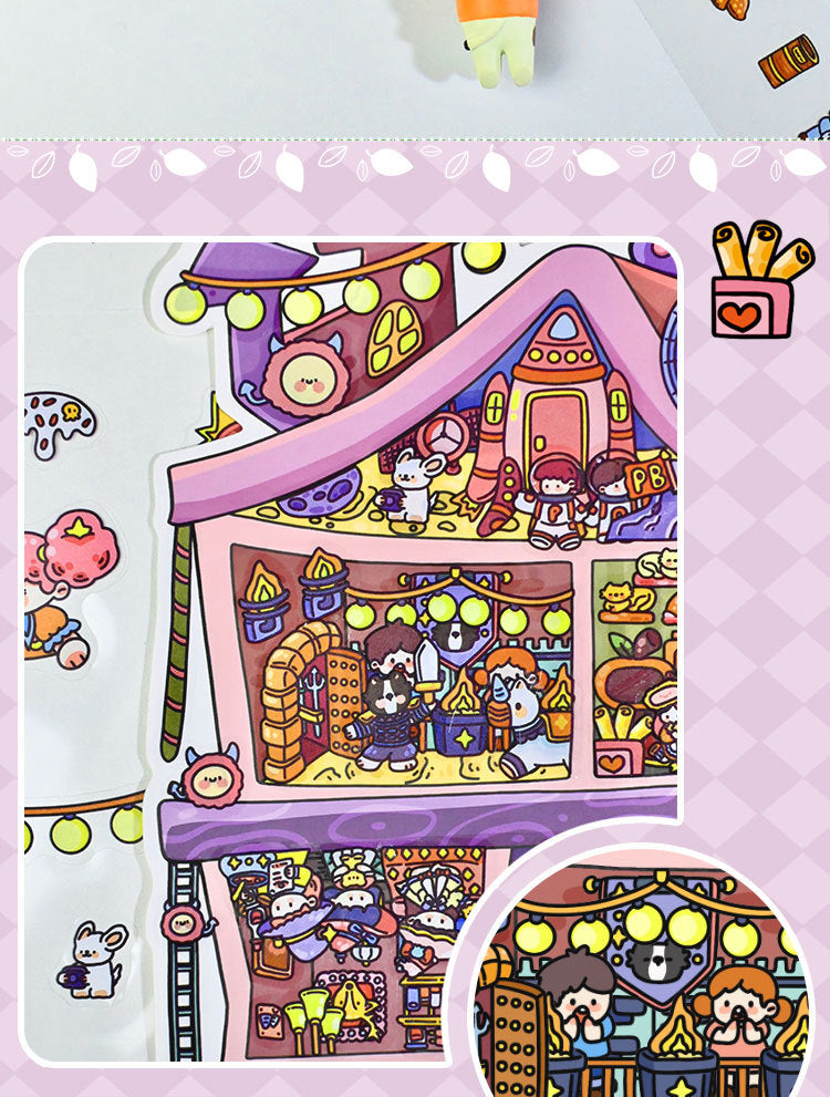 Large Edition 8.0 Scenery 3D Mini House Stickers Stress Relief Stickers 2.5D Scenery DIY Stickers