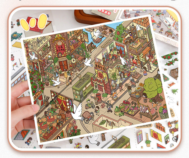 Scenery Stickers Retro Street Scene Series 113.0 Scene Stickers 3D Miniature Scene Journal Stickers
