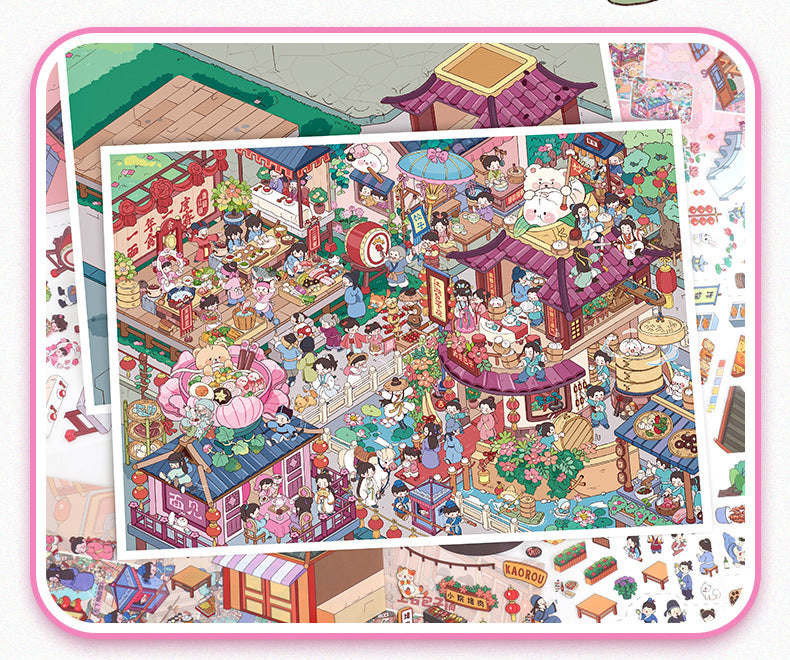 Scenery Stickers Enlarged Ancient Style 114.0 Scene Stickers 3D Miniature Scene Stress Relief Journal Stickers