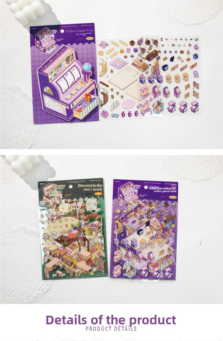 Minecraft Miniature Scene Stickers 3D Stress Relief Stickers