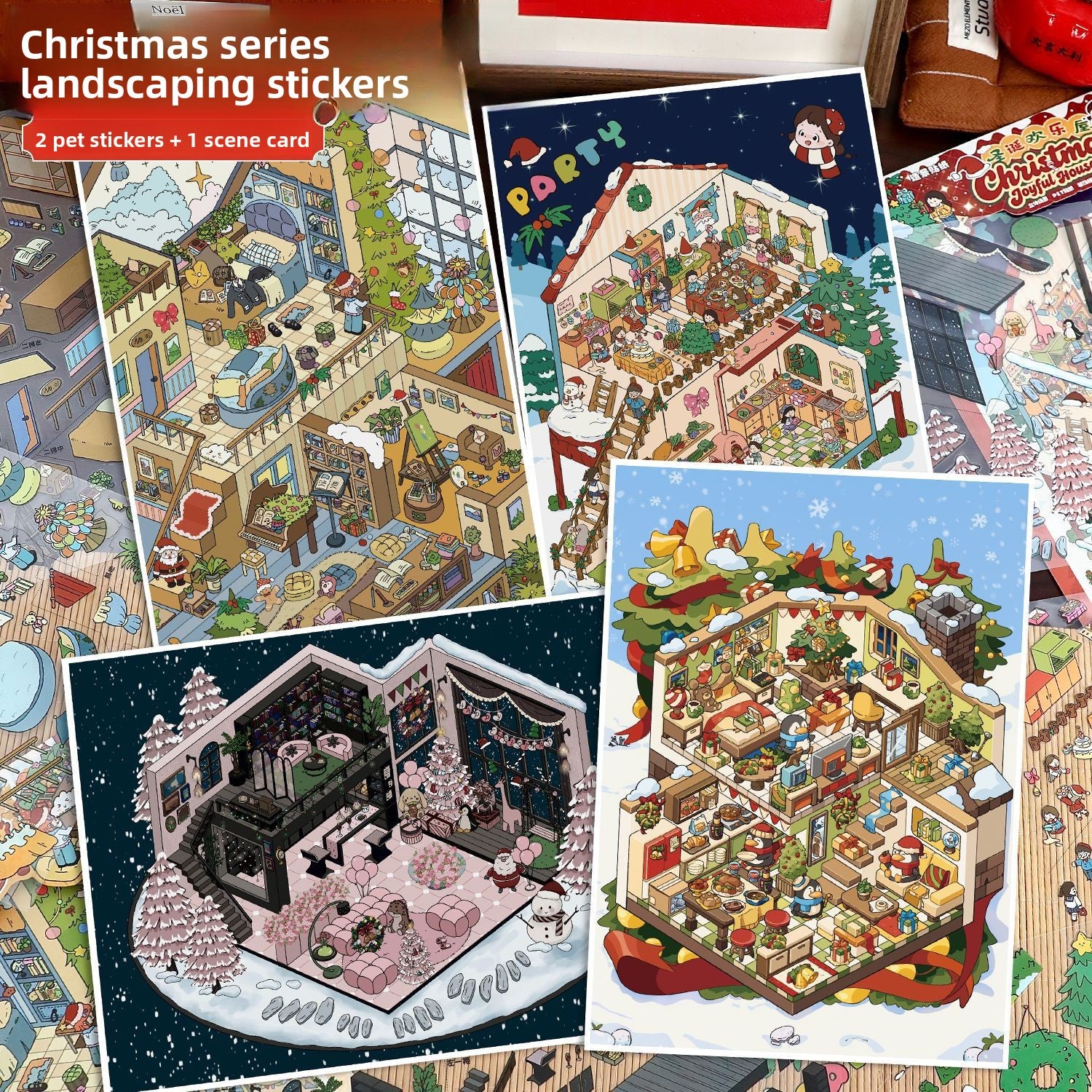 Christmas Series Scene Stickers 110.0  DIY Miniature Scene Scrapbook Stickers Stress Relief Stickers