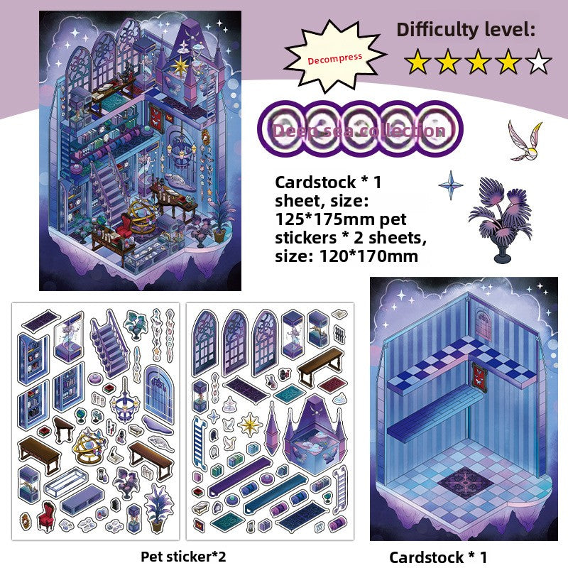 Today's Business 3D DIY Miniature Scences Sticker 16 Lovely Miniature Stickers