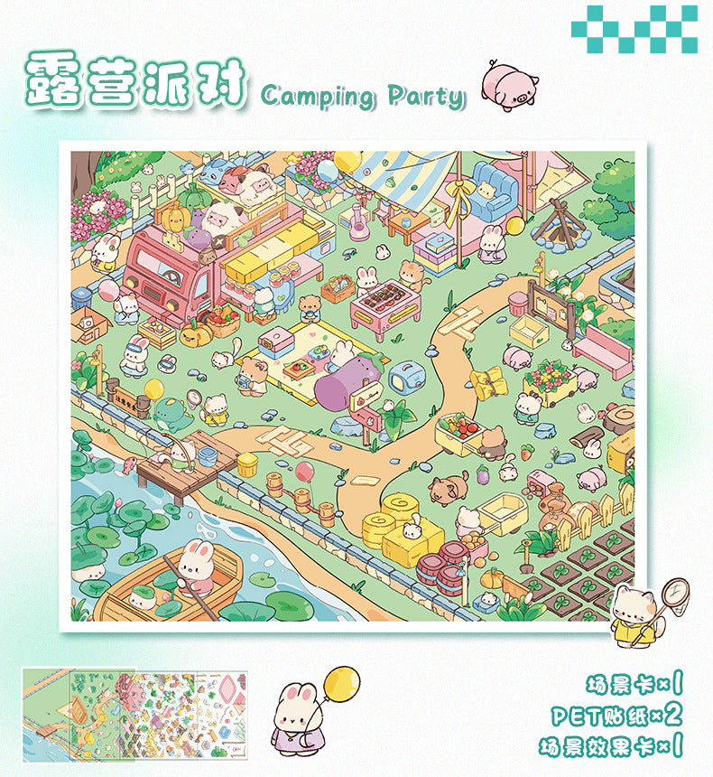 Landscape Stickers Town Scene 74.0 Stickers 3D Stickers Cute DIY Stress Relief Journal Stickers