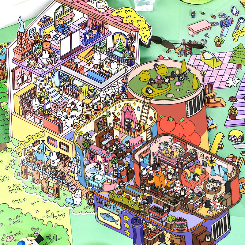 Extra Large Version 1.0 Miniature Scene Stickers 3D Landscaping Stress Relief DIY Miniature House Stickers