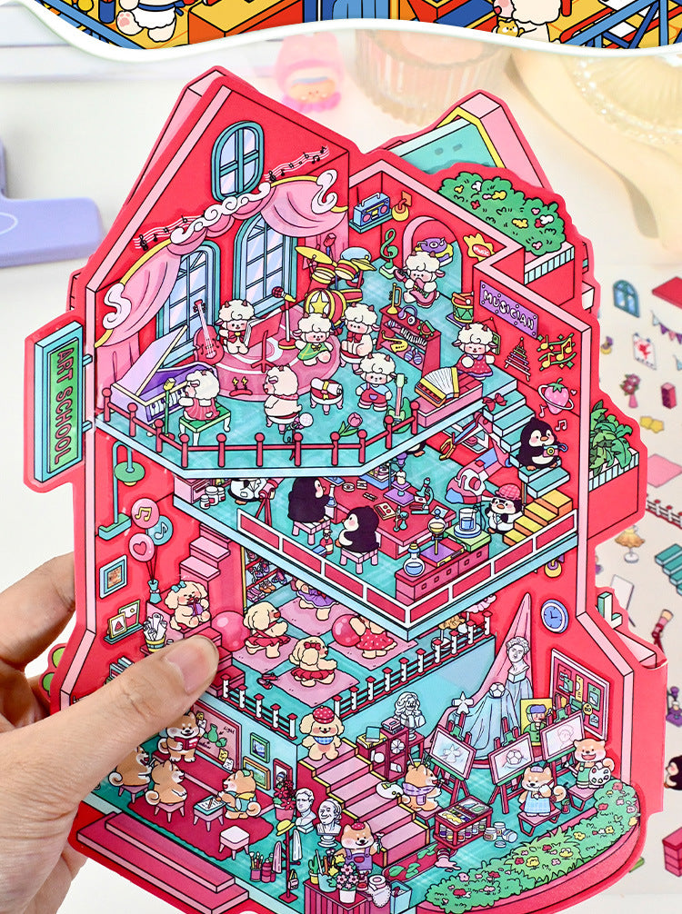 Large Version 6.0 Flip Cover 3D Landscape Stickers Cute DIY Stress Relief Miniature Scene Journal Stickers