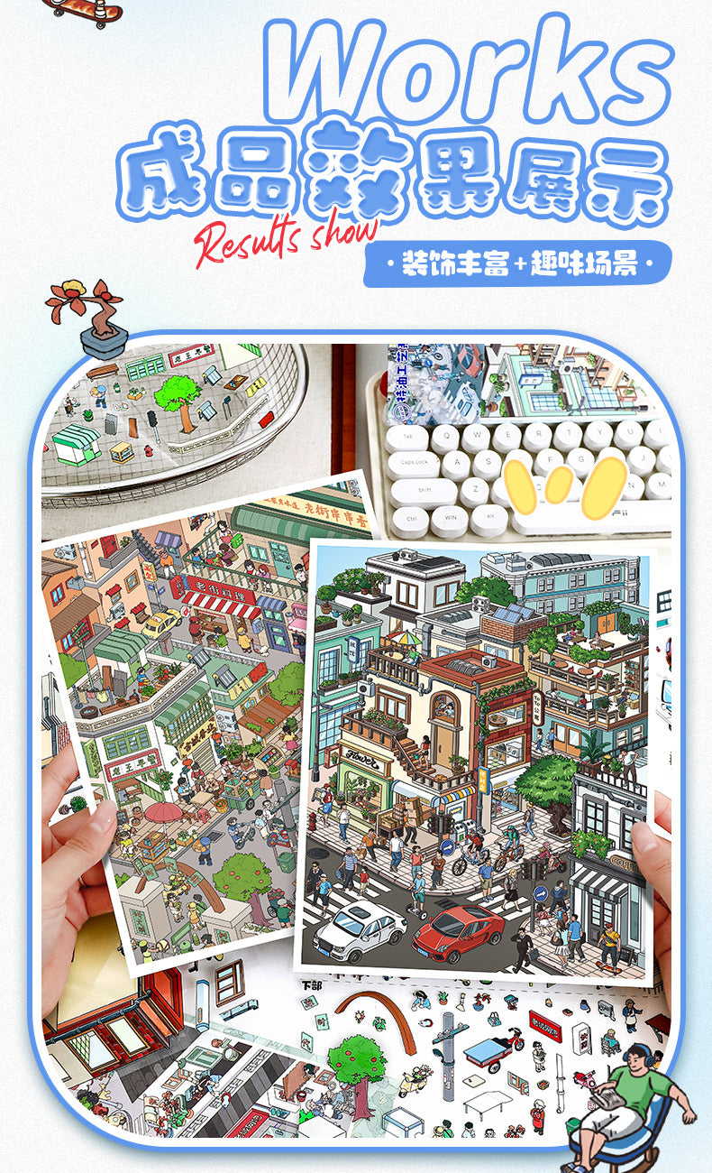 Landscape Stickers Street View Series Special Oil 106.0 Scene Stickers 3D DIY Miniature Scene Journal Stickers
