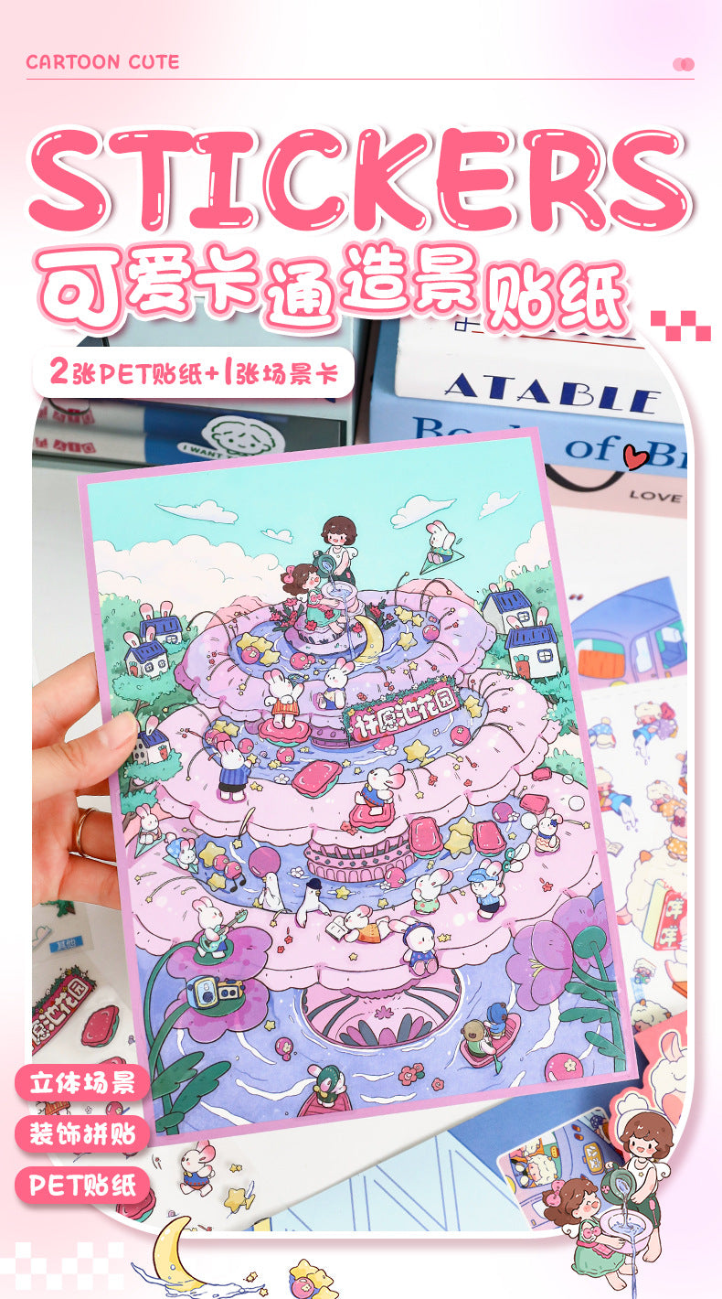 Cute Large 58.0 Scene Stickers 3D Stereo Scrapbook Collage DIY Stress Relief